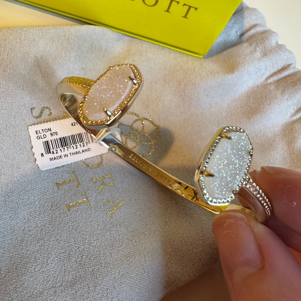 Kendra Scott Elton Gold Cuff Bracelet in Iridescent Drusy